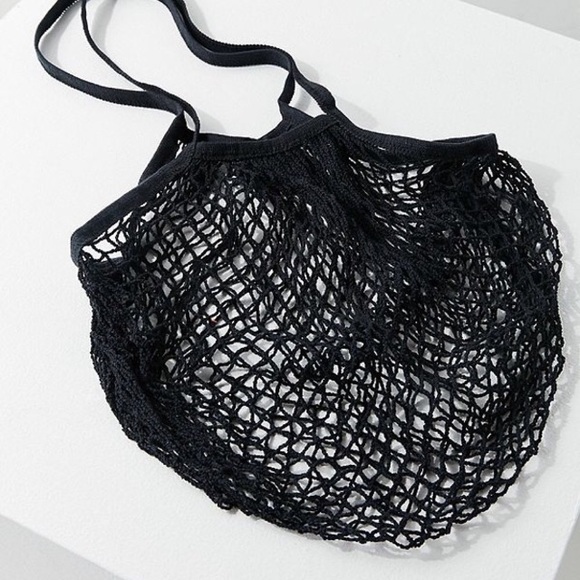 Handbags - Parisienne Cotton Market Open Net Tote Bag Black